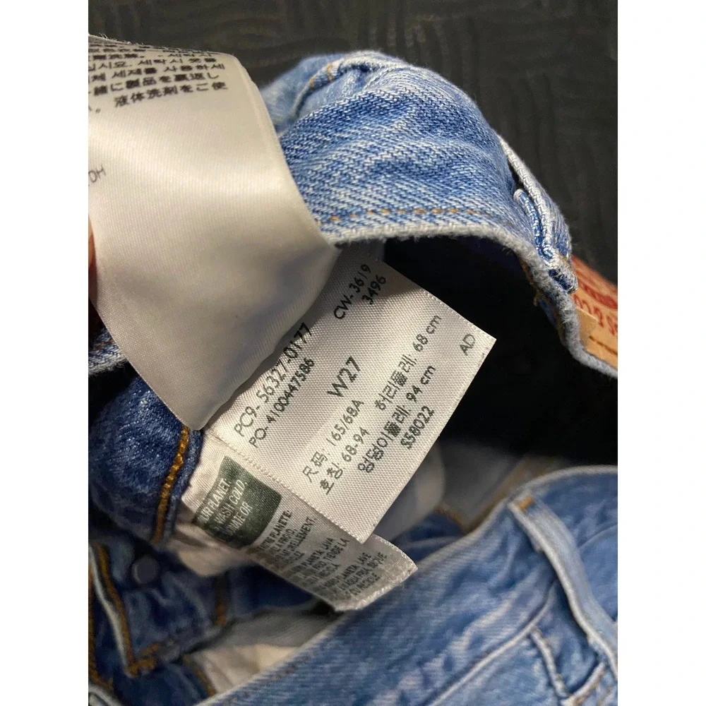 Levis 501 Original Distressed Denim Shorts Blue High Rise W27